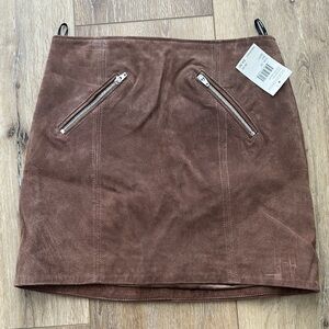 Blank NYC Brown Mini Skirt with Zipper Accents